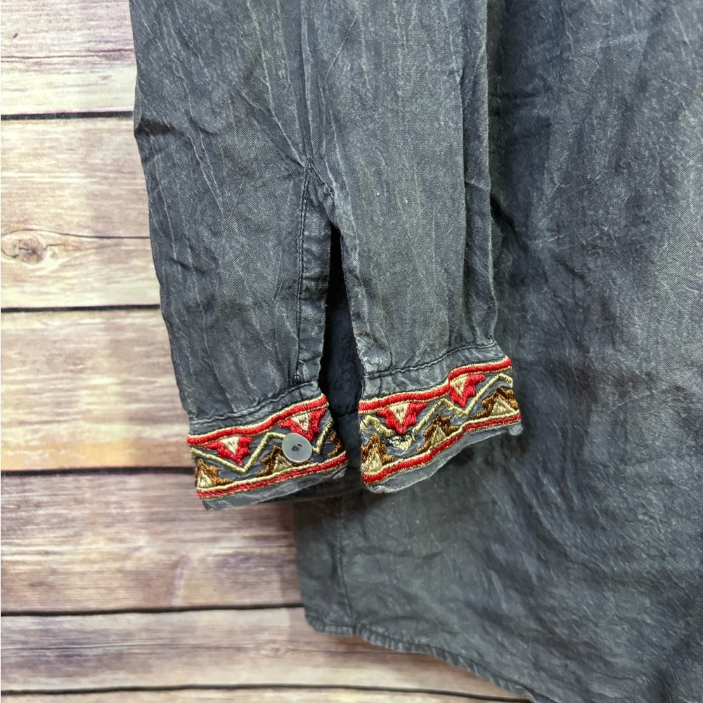 Scully Embroidered Button Down Chambray Top Size … - image 3